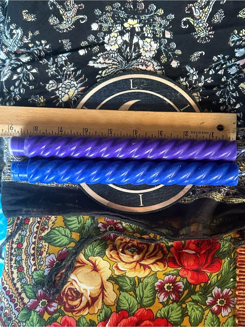 Purple & Blue Spiral Taper Candle Set